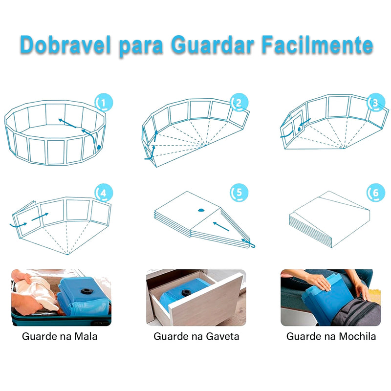 Piscina e chafariz 2 em 1 - Dobrável - 120x30 Cm - 340 Litros