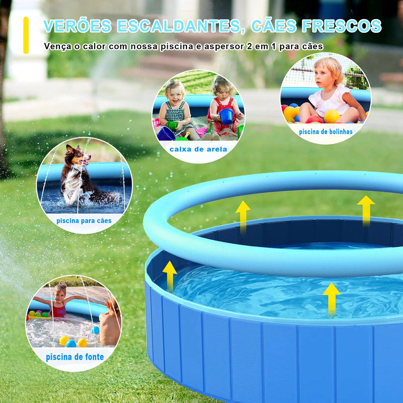 Piscina e chafariz 2 em 1 - Dobrável - 120x30 Cm - 340 Litros